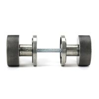 The Knurled Mortice/Rim Knob Set on an Art Deco Rose in Pewter Shown Screwed Together from the Side The Knurled Mortice/Rim Knob Set on an Art Deco Rose in Pewter Shown Screwed Together from the Side