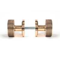 The Knurled Mortice/Rim Knob Set on an Art Deco Rose in Polished Bronze Shown Screwed Together from the Side The Knurled Mortice/Rim Knob Set on an Art Deco Rose in Polished Bronze Shown Screwed Together from the Side