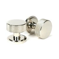 The Knurled Mortice/Rim Knob Set on an Art Deco Rose in Polished Nickel Shown Upright and on its Side The Knurled Mortice/Rim Knob Set on an Art Deco Rose in Polished Nickel Shown Upright and on its Side