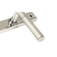 The Knurled Slimline Lever Espagnolette Door Handle Set in Polished Stainless Steel Showing a Close up of the Knurled Handle