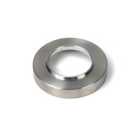 The Knurled Sprung Handle Set on a Round Rose in Satin Stainless Steel Showing the Rose Backplate