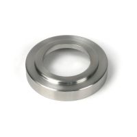The Knurled Sprung Handle Set on an Art Deco Rose in Satin Stainless Steel Showing the Rose Backplate
