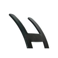 The Large Curved Fireside Log Holder in Matt Black Showing a Close up of the Curved Edge