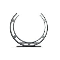 The Large Curved Fireside Log Holder in Matt Black Shown from the Side on a White Background