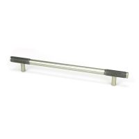 The Large Half Knurled Cabinet Pull Handle in Pewter Shown Upright on a White Background