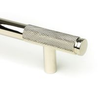 The Large Half Knurled Cabinet Pull Handle in Polished Nickel Looking Close up of the End of the Knurled Handle The Large Half Knurled Cabinet Pull Handle in Polished Nickel Looking Close up of the End of the Knurled Handle