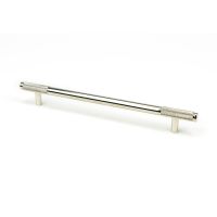 The Large Half Knurled Cabinet Pull Handle in Polished Nickel Shown Upright on a White Background The Large Half Knurled Cabinet Pull Handle in Polished Nickel Shown Upright on a White Background