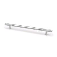 The Large Half Knurled Cabinet Pull Handle in Satin Chrome Shown Upright on a White Background