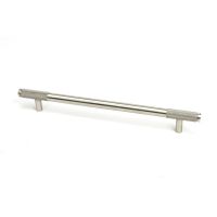 The Large Half Knurled Cabinet Pull Handle in Satin Stainless Steel Shown Upright on a White Background The Large Half Knurled Cabinet Pull Handle in Satin Stainless Steel Shown Upright on a White Background