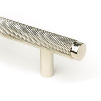 The Large Knurled Cabinet Pull Handle in Polished Nickel Looking Close up of the End of the Knurled Handle The Large Knurled Cabinet Pull Handle in Polished Nickel Looking Close up of the End of the Knurled Handle