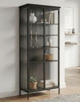 The Large Metal and Glass Cabinet in a Grey Industrial Aesthetic and Ribbed Glass in a Modern Living Room - Digital Illustration The Large Metal and Glass Cabinet in a Grey Industrial Aesthetic and Ribbed Glass in a Modern Living Room - Digital Illustration