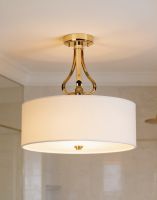 The "Laurent" French Gold Ceiling Light Attached to a White Ceiling in a Modern Bedroom - Digital Illustration