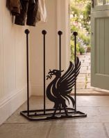 The Liver Bird Steel Boot Rack Placed on a Stone Tile Cottage Entrance - Digital Illustration 