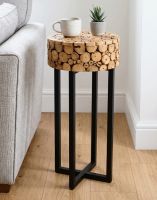 The Log Design Side Table Placed next to a Living Room Sofa - Digital Illustration The Log Design Side Table Placed next to a Living Room Sofa - Digital Illustration
