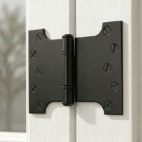 The Long Black Iron Parliament Hinge Pair Mounted on the Inside of a Modern White Window Frame - Digital Illustration The Long Black Iron Parliament Hinge Pair Mounted on the Inside of a Modern White Window Frame - Digital Illustration