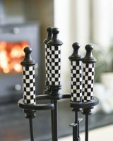 Close Up Of "The Ludos" Checkered White & Black Companion Set Handles Detailing Close Up Of "The Ludos" Checkered White & Black Companion Set Handles Detailing