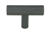 The Matt Black "Astor" Knurled Industrial T-Bar Cabinet Fitting shown on a White Background Displayed Front on