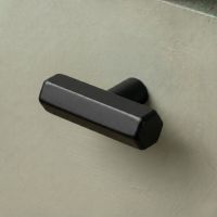 The Matt Black "Lexington" Hex T-Bar Cabinet Handle Mounted on a Green Kitchen Cupboard Drawer - Digital Illustration The Matt Black "Lexington" Hex T-Bar Cabinet Handle Mounted on a Green Kitchen Cupboard Drawer - Digital Illustration