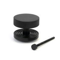 The Matt Black Knurled Centre Door Knob on a Beehive Rose with Bolt Fitting The Matt Black Knurled Centre Door Knob on a Beehive Rose with Bolt Fitting