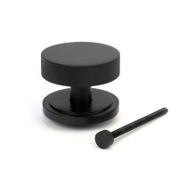 The Matt Black Knurled Centre Door Knob on an Art Deco Rose with Bolt Fitting The Matt Black Knurled Centre Door Knob on an Art Deco Rose with Bolt Fitting