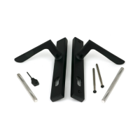 The Matt Black Slimline Espag Lever Door Handle (92mm Centres) Showing All the Fittings