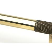 The Medium Half Knurled Cabinet Pull Handle in Aged Brass Looking Close up of the Smooth Grip on the Central Bar The Medium Half Knurled Cabinet Pull Handle in Aged Brass Looking Close up of the Smooth Grip on the Central Bar