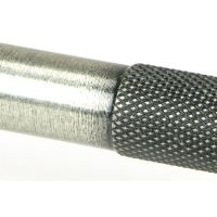 The Medium Half Knurled Cabinet Pull Handle in Pewter Looking Close up of the Smooth Grip on the Central Bar