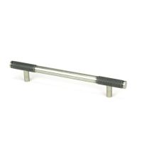 The Medium Half Knurled Cabinet Pull Handle in Pewter Shown Upright on a White Background