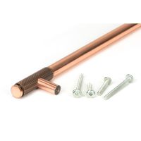 The Medium Half Knurled Cabinet Pull Handle in Polished Bronze Showing a Close up Image of the Supplied Fittings