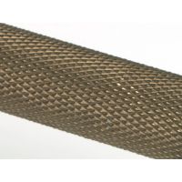 The Medium Knurled Cabinet Pull Handle in Aged Brass Showing a Close of of the Diamond Knurled Pattern Grip The Medium Knurled Cabinet Pull Handle in Aged Brass Showing a Close of of the Diamond Knurled Pattern Grip