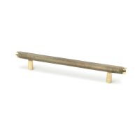 The Medium Knurled Cabinet Pull Handle in Aged Brass Shown Upright on a White Background The Medium Knurled Cabinet Pull Handle in Aged Brass Shown Upright on a White Background