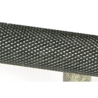 The Medium Knurled Cabinet Pull Handle in Pewter Looking Close up of the Knurled Grip on the Central Bar The Medium Knurled Cabinet Pull Handle in Pewter Looking Close up of the Knurled Grip on the Central Bar