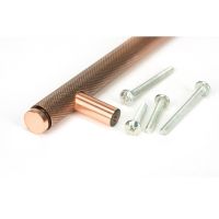The Medium Knurled Cabinet Pull Handle in Polished Bronze Showing a Close up Image of the Supplied Fittings