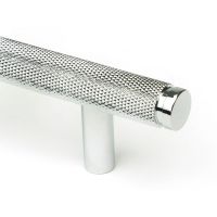 The Medium Knurled Cabinet Pull Handle in Polished Chrome Looking Close up of the End of the Knurled Handle