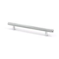 The Medium Knurled Cabinet Pull Handle in Satin Chrome Shown Upright on a White Background