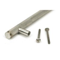 The Medium Knurled Cabinet Pull Handle in Satin Stainless Steel Showing a Close up Image of the Supplied Fittings The Medium Knurled Cabinet Pull Handle in Satin Stainless Steel Showing a Close up Image of the Supplied Fittings