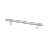 The Medium Knurled Cabinet Pull Handle in Satin Stainless Steel Shown Upright on a White Background The Medium Knurled Cabinet Pull Handle in Satin Stainless Steel Shown Upright on a White Background
