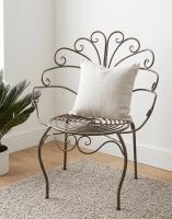 The Metal Scroll Design Chair in the Corner of a Cream Coloured Modern Room - Digital Illustration