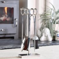 The "Middleton" Hammered Polished Steel Companion Set in Situ in Front of the Fire Place - Digital Illustration
