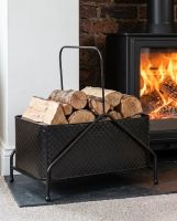 The Modern Diamond Embossed Log Rack & Holder in a Contemporary Living Room Setting with a Log Burner in it - Digital Illustration The Modern Diamond Embossed Log Rack & Holder in a Contemporary Living Room Setting with a Log Burner in it - Digital Illustration