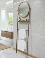 The Modern Mirror & Stand in a Contemporary Bathroom with Towels Draped on it - Digital Illustration The Modern Mirror & Stand in a Contemporary Bathroom with Towels Draped on it - Digital Illustration