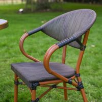 The Monaco Parisian Bistro Set in Black and Grey s`howing a Side View of one of the Chairs