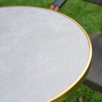 The Monaco Parisian Bistro Set in Black and Grey Showing the Grey Table Top