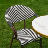 The Monaco Parisian Bistro Set in Black and White Showing a Close up of the Woven Backrest