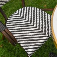 The Monaco Parisian Bistro Set in Black and White Showing the Woven Seat