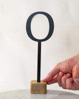 The Monograph Metal & Oak Letter Display Ornament Letter O with Hand in shot for Scale