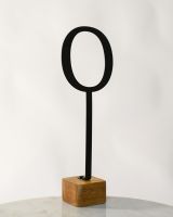 The Monograph Metal & Oak Letter Display Ornament Shown at an Angle on a White background