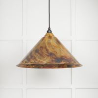 The Nidus Pendant Light in a Burnished Finish on a White Panelled Background with Light off
