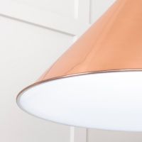 The Nidus Pendant Light in Copper and Glossy White  Showing a Close up of the Lamp Shade 