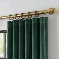 The Oak Acorn Curtain Finial Shown with a Green Curtain Whilst Mounted on a Matching Curtain Pole in a Modern Home - Digital Illustration The Oak Acorn Curtain Finial Shown with a Green Curtain Whilst Mounted on a Matching Curtain Pole in a Modern Home - Digital Illustration